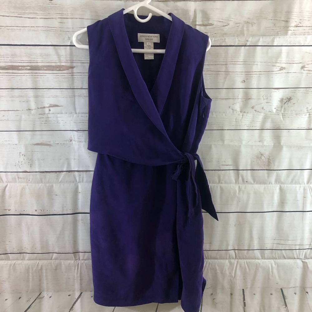 Jones New York Purple Sleeveless Wrap Dress 10